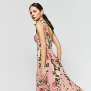 NWT Reformation Nadira Dress Rose Garden Pink US8